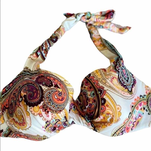 Victoria’s Secret Beach Sexy Paisley Paradise Push-Up Halter Bikini Top 34C - Picture 2 of 5